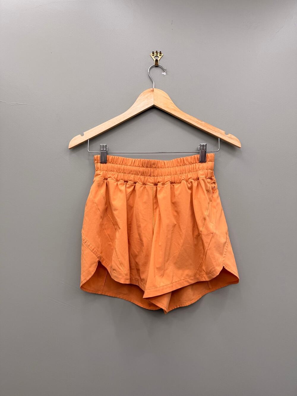 Lululemon Running Shorts 6 Burnt Orange High Rise Lined Zip Pocket Athletic
